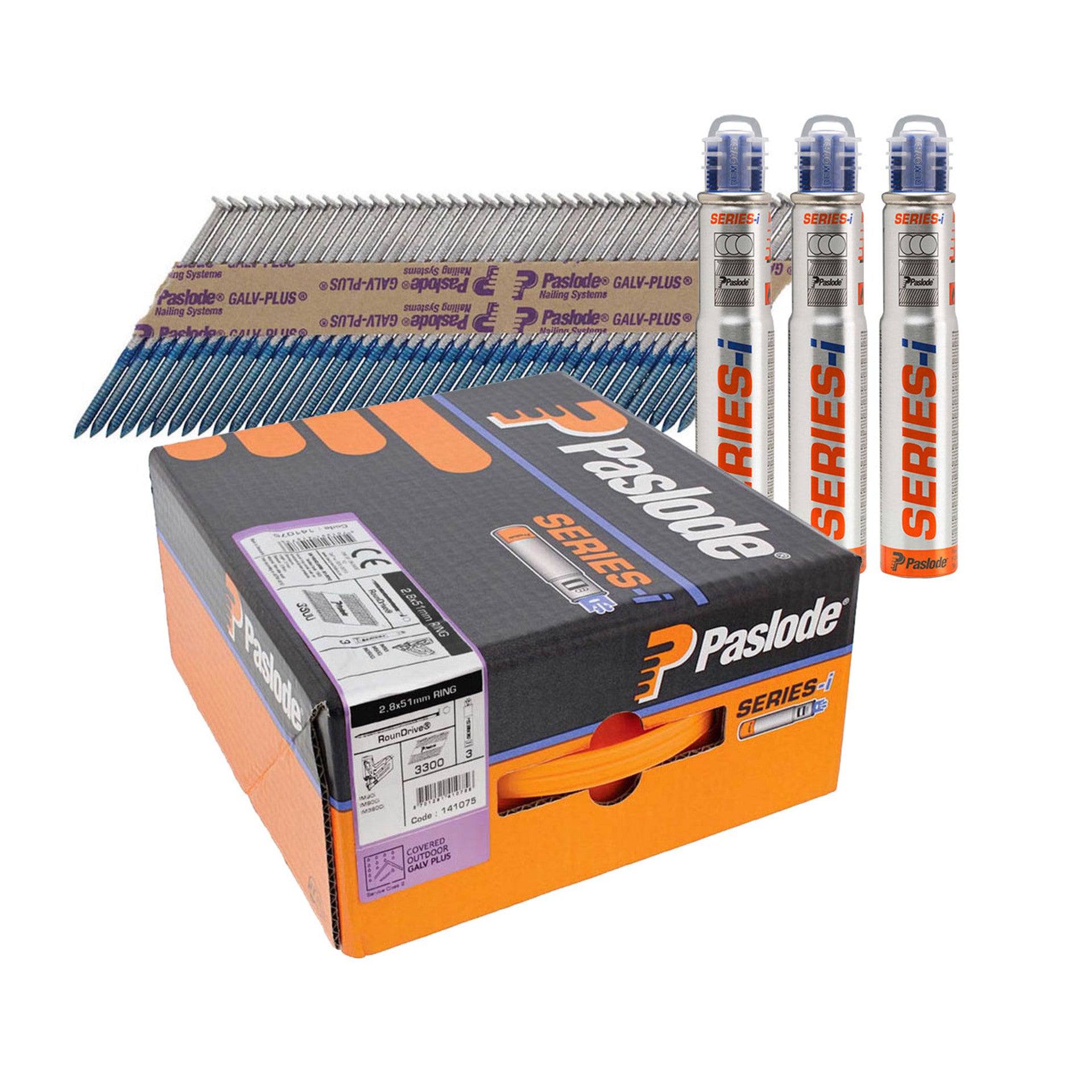 Paslode IM360 Gun Nails inc Fuel Cells - 90x3.1mm - Galv+ Coating - Box 2200