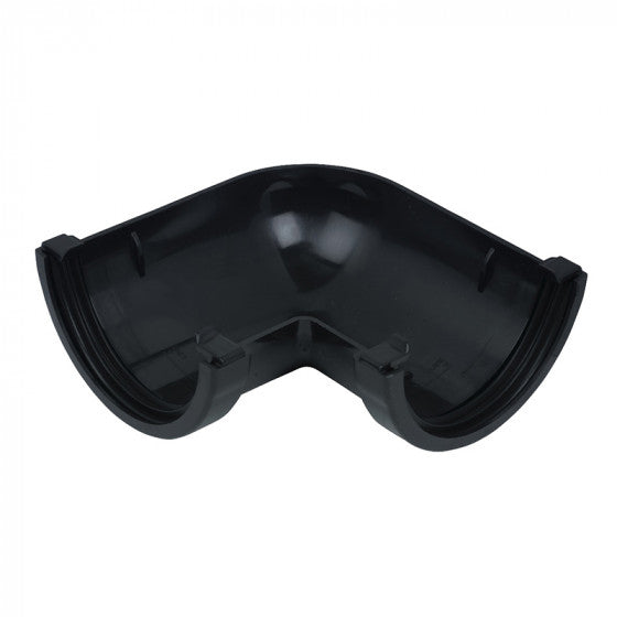 Floplast Half Round Black Gutter 90Deg Corner