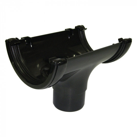 Floplast Half Round Black Gutter Running Outlet