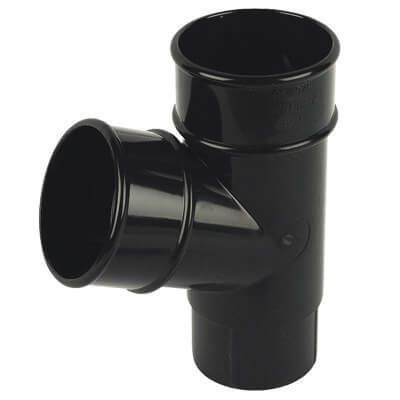 Floplast 68mm Round Black Downpipe Y-Branch-112.5 Degree